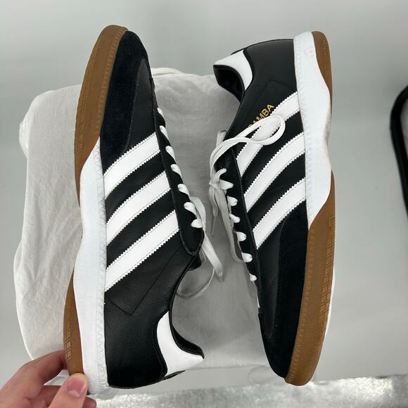 EUC Mens Black White Gum Adidas Samba Millennium Leather Shoes Sz 13.5 088559 main image 4